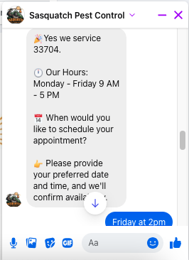 Bot provides service information