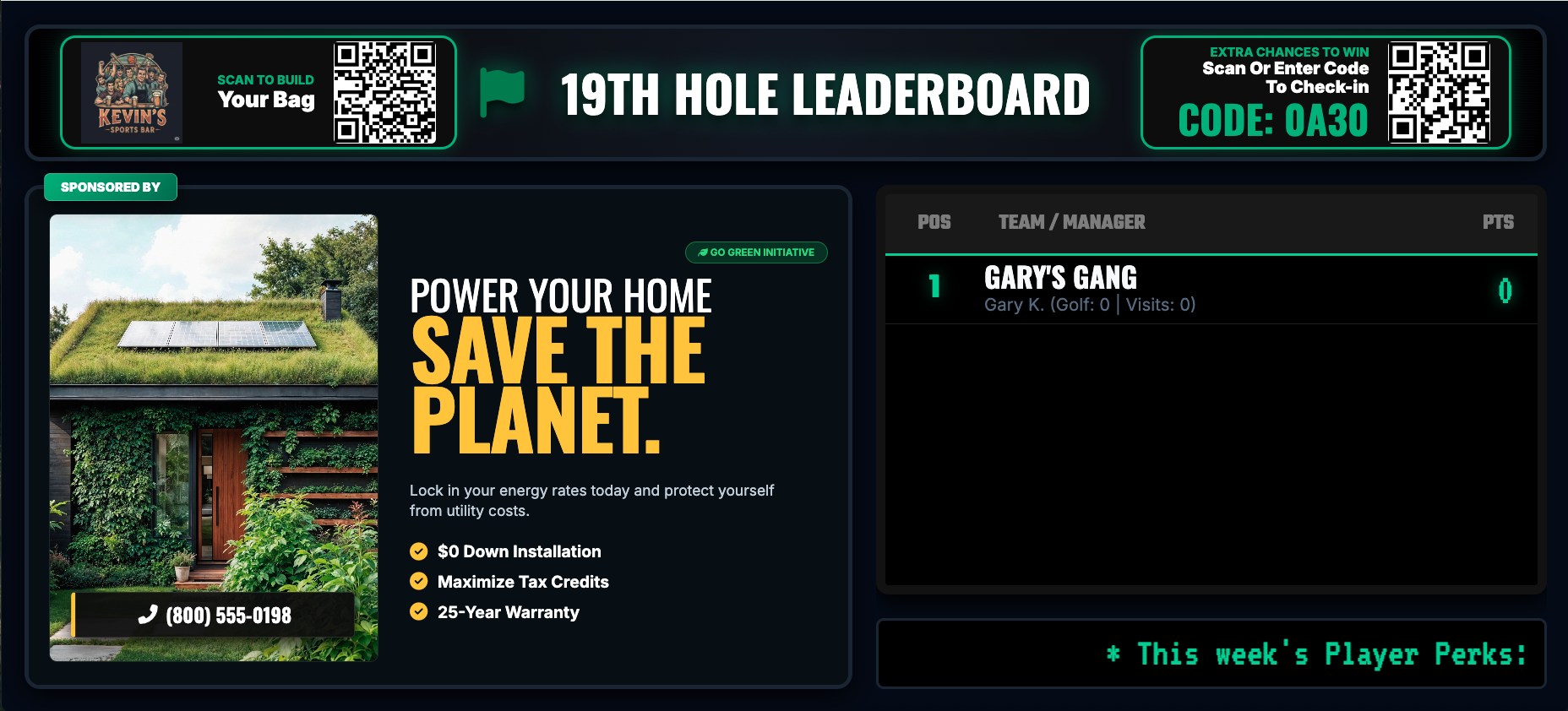 Golf Pick'em Interface
